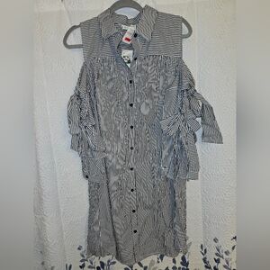 Neiman Marcus Navy and White Striped Blouse